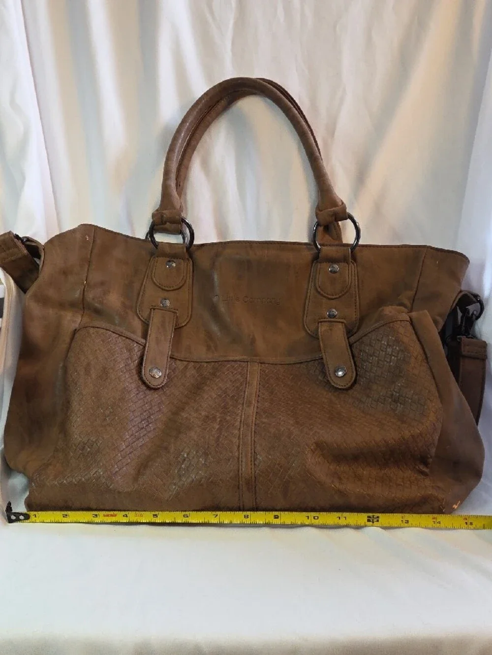 Brown Leather Woven Detail Baby Bag Tote -  Spacious Designer-Inspired Carryall